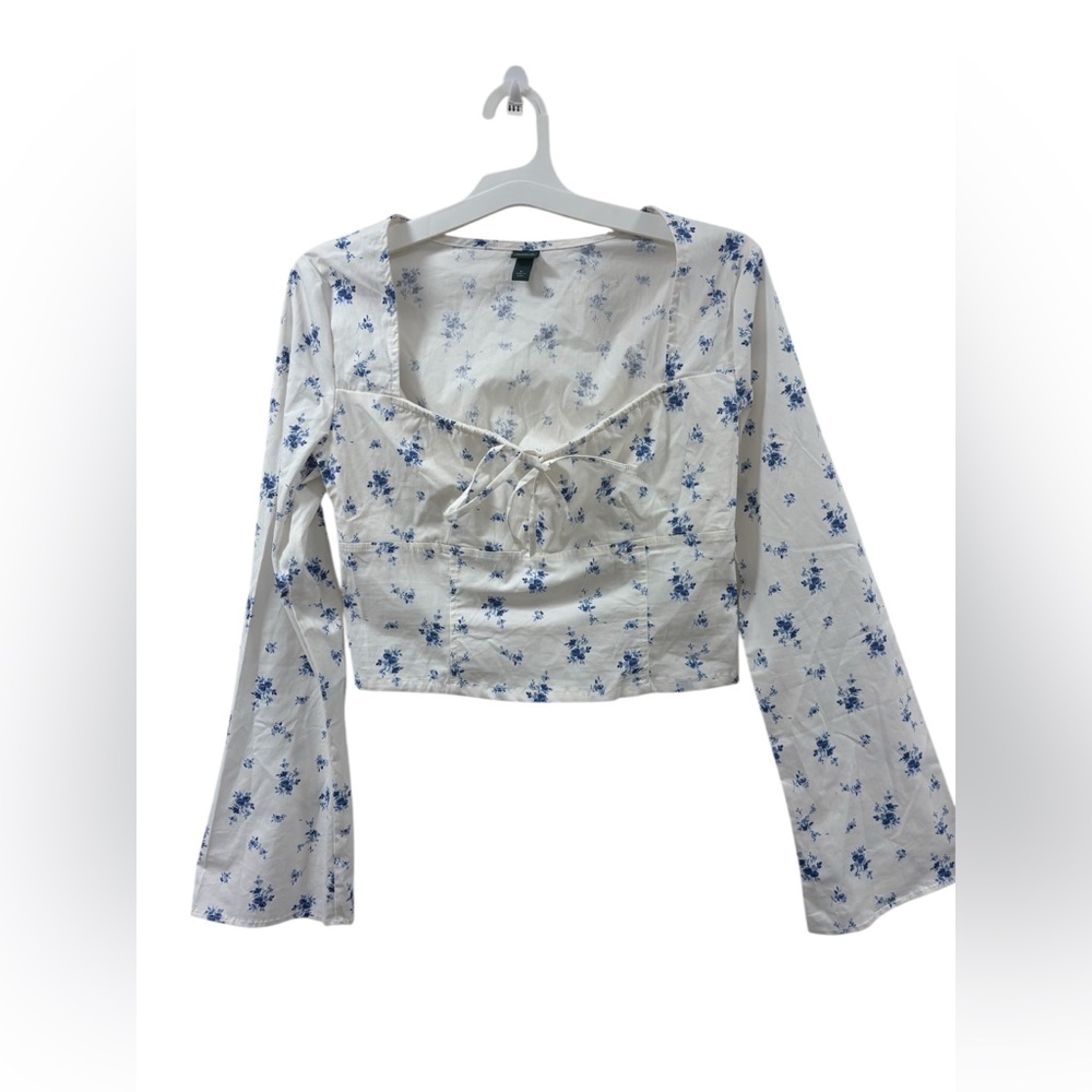 Wild Fable Blue and White Floral Blouse